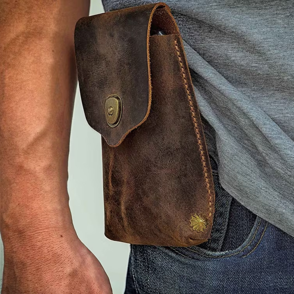 手工真皮头层牛皮疯马皮复古棕手机腰包美式复古欧美阿美咔叽竖款,箱包皮具/热销女包/男包,手机包,淘宝优惠券,粉丝福利购,淘宝优惠卷