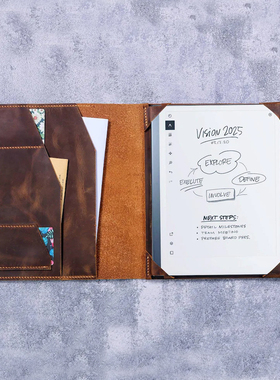 适用于Remarkable电子书翻盖头层牛皮真皮疯马皮套保护壳带笔插