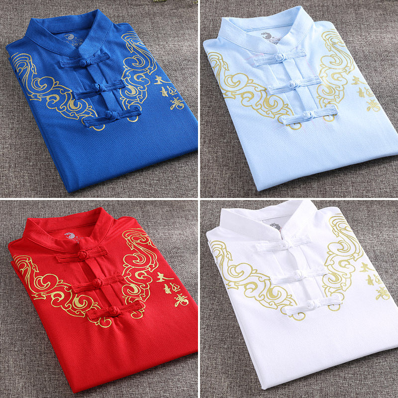 大业亨通中国风太极服短袖女男太极上衣T恤太极拳练功服夏季薄款