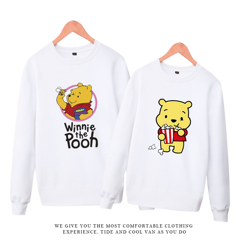 春秋卡通小熊维尼情侣装ins欧美风街头育婴店可定制圆领套头卫衣