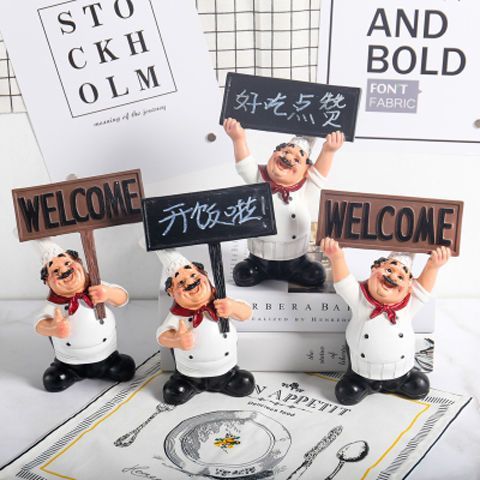 厨师举牌可写字桌面厨房摆件餐台甜品烘焙全套厨房摆件