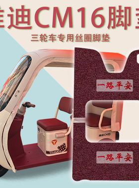 适用雅迪CM16电动三轮车脚垫YD1000DZK-46C防滑厚丝圈脚踩踏板垫