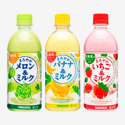 日本进口SANGARIA三佳利草莓牛奶饮料三佳丽哈密瓜香蕉草莓味饮品