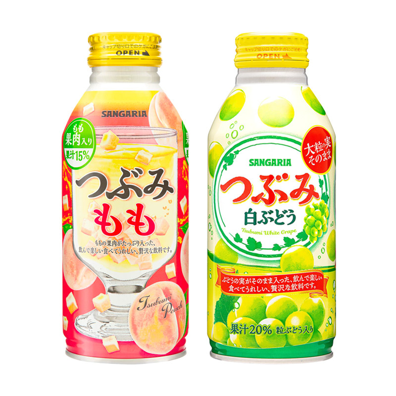 日本进口sangaria/三佳利白葡萄汁桑戈利亚果汁白桃椰果果粒饮料