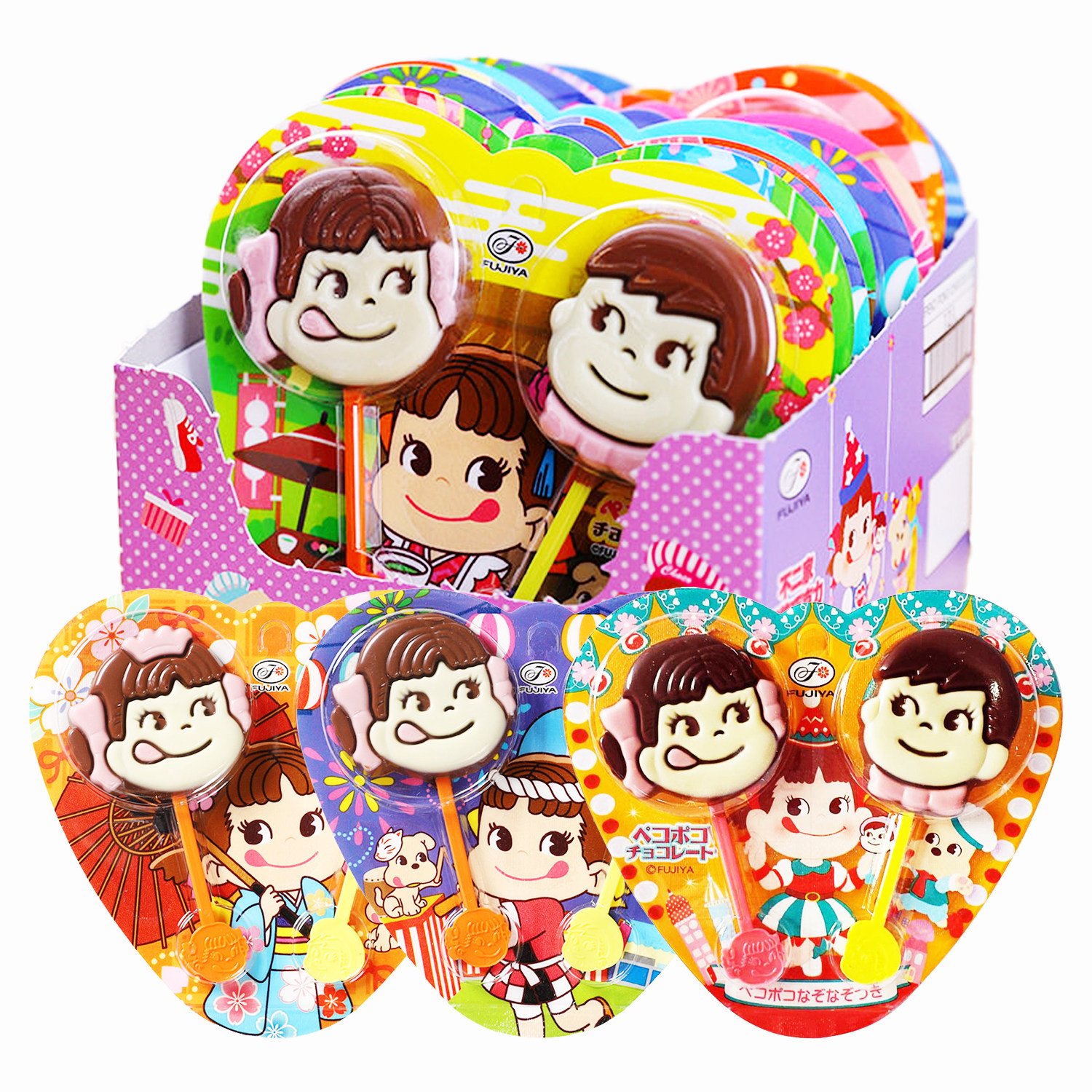 日本进口不二家双棒巧克力棒棒糖卡通造型独立包装儿童高端零食