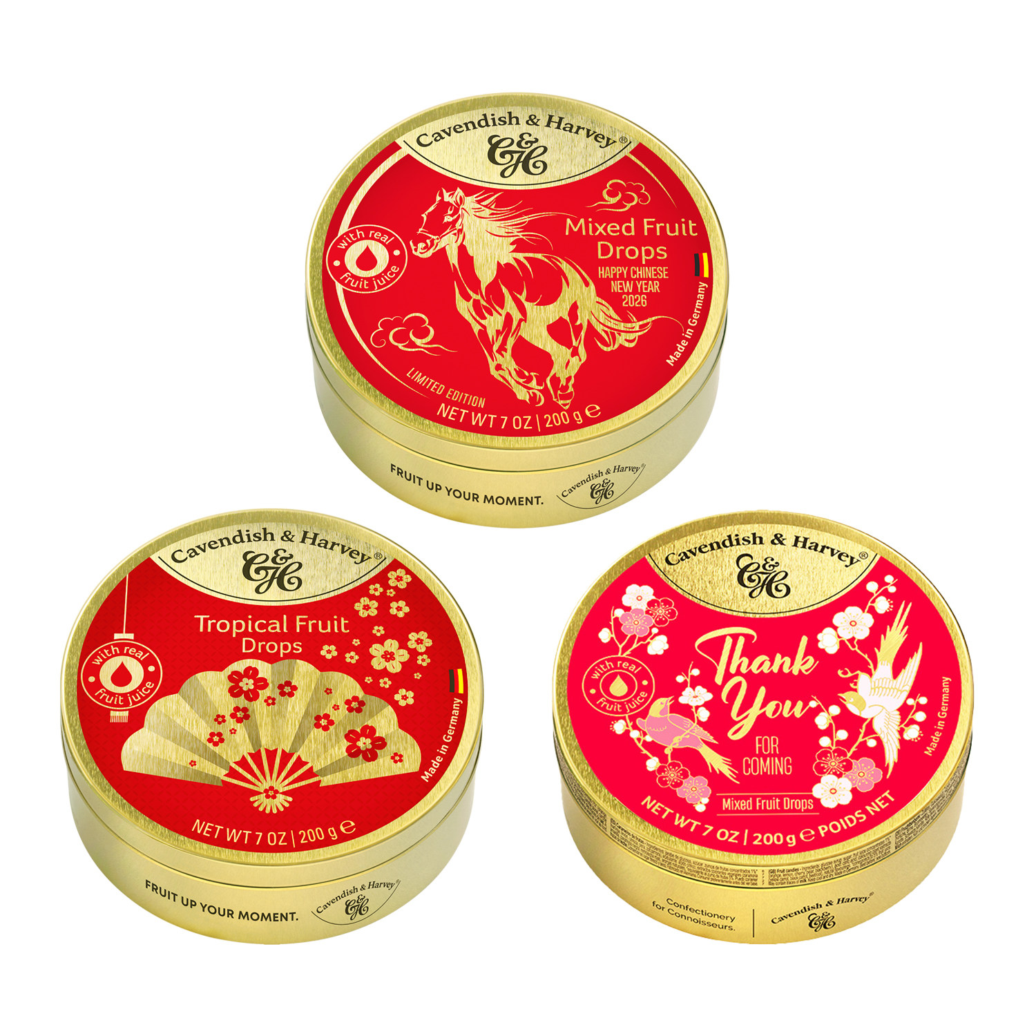 德国进口嘉云混合水果味硬糖蛇年限定水果糖铁盒装新年糖果伴手礼