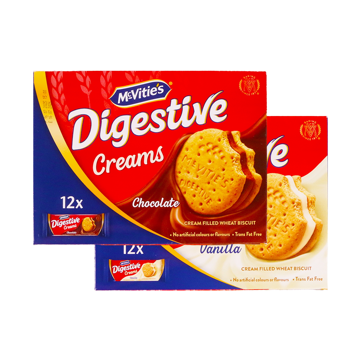 McVities麦维他消化饼干巧克力香草味夹心饼全麦原味粗粮代餐盒装