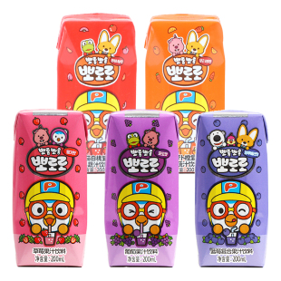 韩国风味啵乐乐儿童饮料草莓蓝莓葡萄复合味乳酸菌果汁饮品200ml