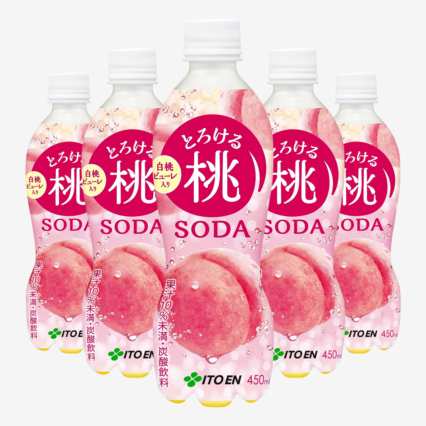 日本进口ITO EN伊藤园桃子汽水白桃味碳酸饮料苏打气泡水450ml/瓶
