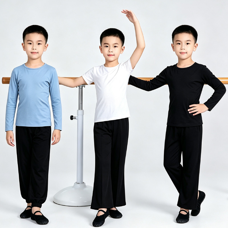 男童舞蹈服练功服套装长短袖男孩中国舞形体拉丁舞训练表演服春秋