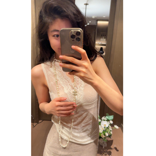 N.COU妮蔻25夏新款 上衣 时髦烫钻百搭蕾丝V领背心女叠穿内搭修身