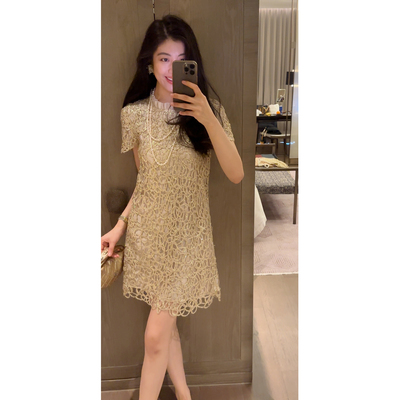 N.COU妮蔻26夏新款重工镂空闪闪肌理感镂空短款连衣裙无袖&短袖