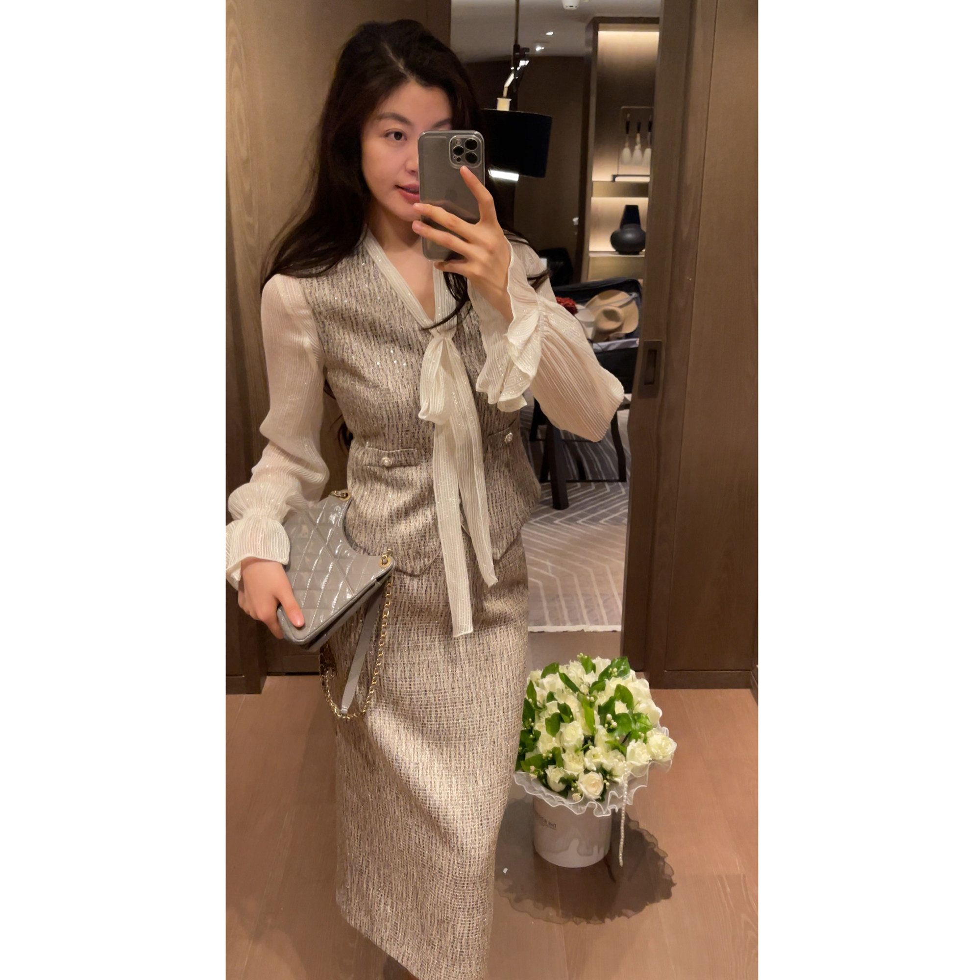 2N.COU妮蔻26春新款小香风无袖马甲半裙套装女显瘦通勤风两件套