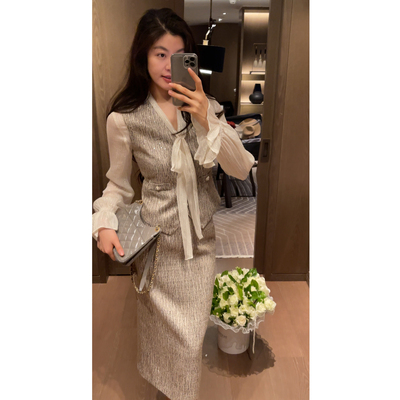 2N.COU妮蔻26春新款小香风无袖马甲半裙套装女显瘦通勤风两件套