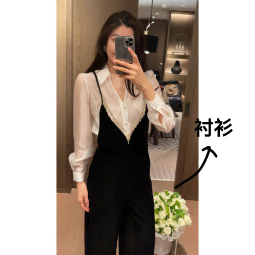 N.COU妮蔻26春新款V领显瘦气质时尚内搭长袖衬衫女微透叠穿上衣