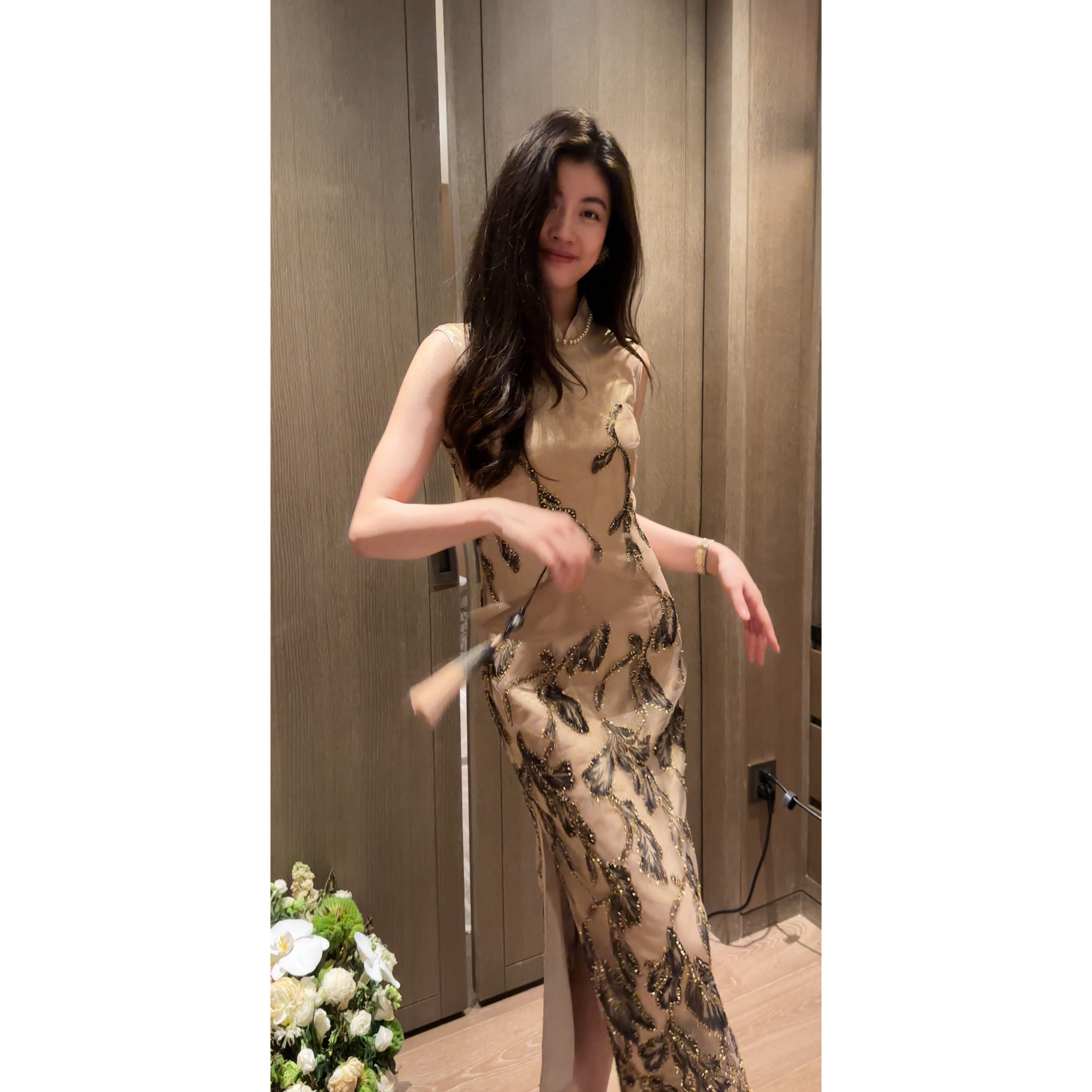 N.COU妮蔻26夏新款刺绣水墨旗袍女新中式立领开叉显瘦国风连衣裙