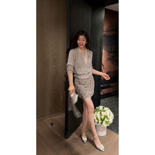 针织开衫 小香风轻奢细闪长袖 收腰显瘦上衣 法式 N.COU妮蔻26春新款