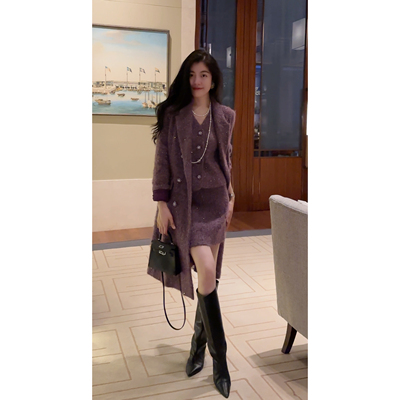 N.COU妮蔻25冬新款时髦贵气感小香风千金感长款羽绒大衣外套