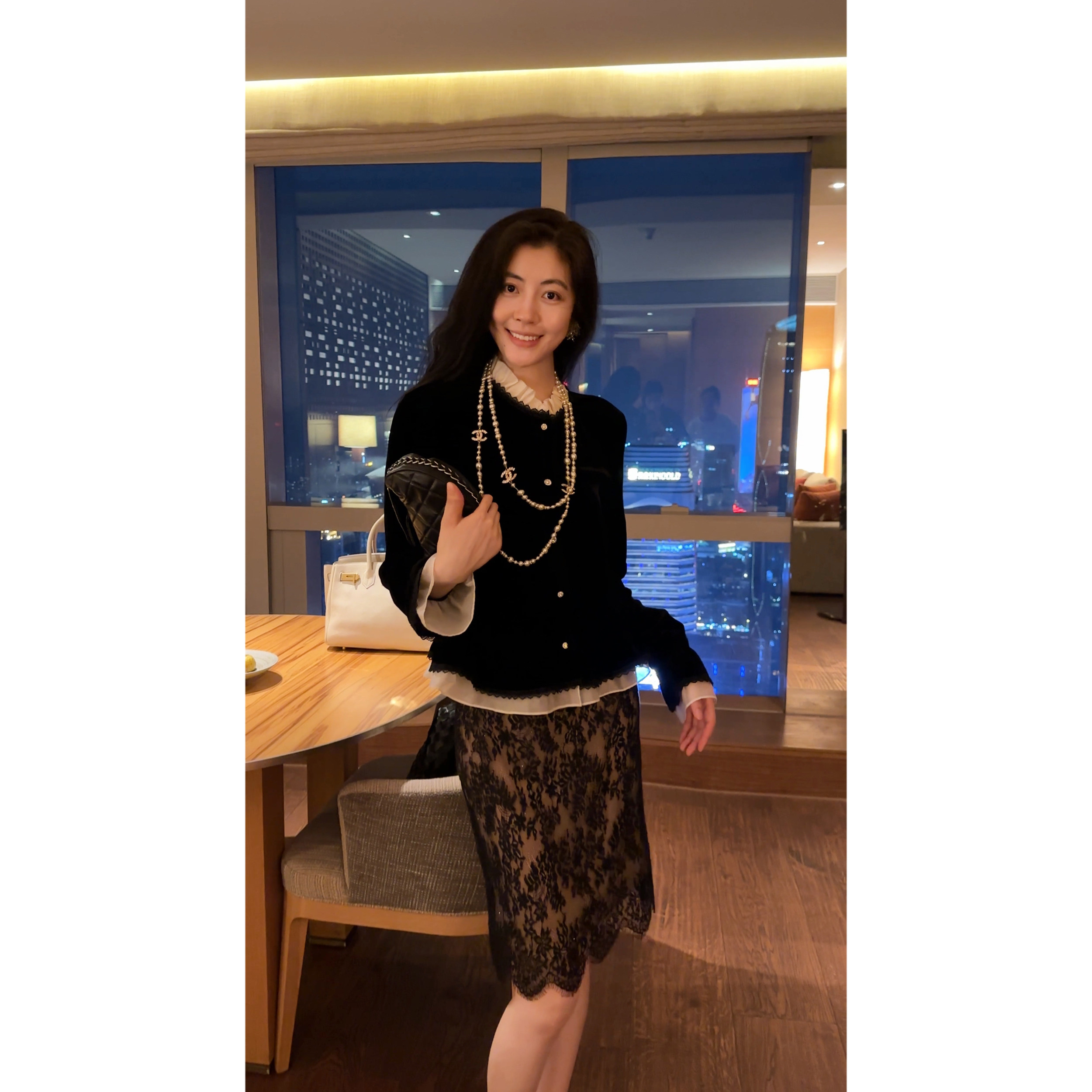 N.COU妮蔻26秋新款法式复古黑色丝绒蕾丝边上衣女设计感开衫外套