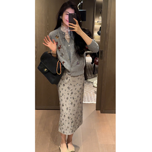 蝴蝶刺绣重工马甲针织开衫 蝶恋花 25冬新款 DY11019 N·COU