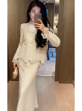 N.COU妮蔻25冬新款新中式国风高级感轻奢重工钉珠刺绣外套套装