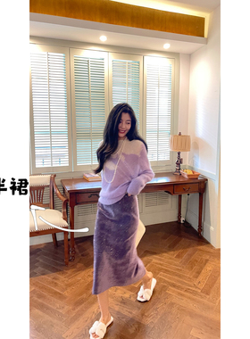 N.COU妮蔻25冬新款时尚气质百搭简约纯色高腰显瘦显高直筒半身裙