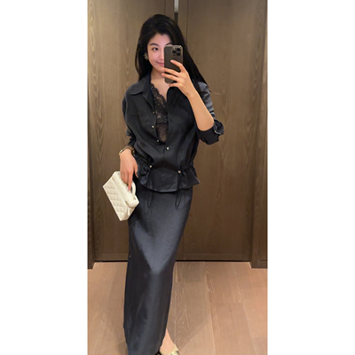 2N.COU妮蔻26夏新款时髦气质高级感100苎麻抽绳收腰上衣半裙套装