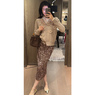 温柔立体钉珠花朵针织开衫 花样年华 25冬新款 DY2326 N·COU