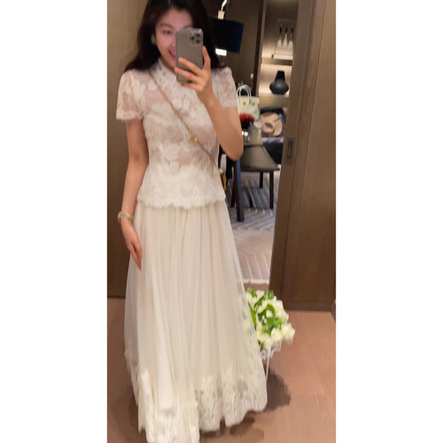 2N.COU妮蔻26春新款温柔风显瘦刺绣网纱高腰半身裙女气质长裙