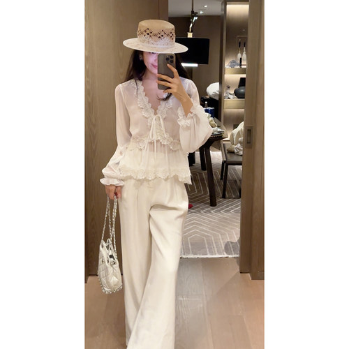 N.COU妮蔻26夏新款法式温柔风轻薄蕾丝花边衬衫女设计感微透上衣