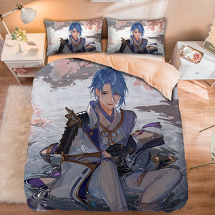 来图定制动漫原神周边神里绫人床单被套四件套学生宿舍床上三件套