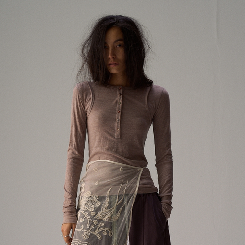 Shelle Artiste全羊毛假两件休闲百搭显瘦长袖设计感上衣针织衫女