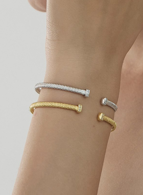 iKiCo光影细手镯简约叠戴百搭小众开口素圈S925纯银首饰送礼女