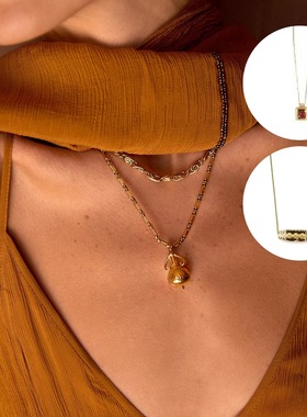 HARPIE小众镀金金色转运珠项链