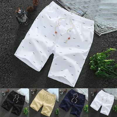 2023 Summer New Shorts Men Mid Rise Fish Bone Print Men Shor