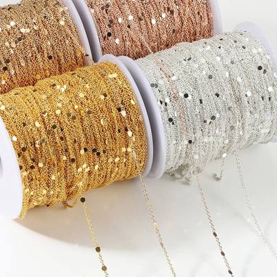 No Fade 2Meters Sequins Chain Necklace Gold Silver Chain Met