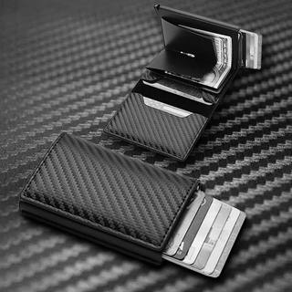 Carbon Fiber Card Holder Wallets Men RFID Black Magic Trifol