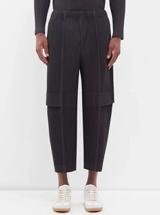 Pleated Men Cargo Loose Miyake Pants Straight