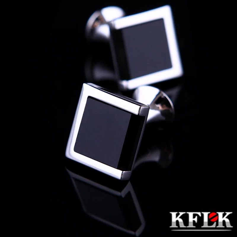 KFLK Jewelry shirt cufflinks for mens Brand Black cuff link