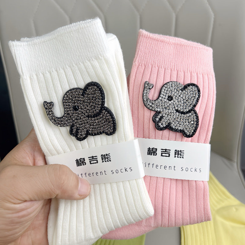 设计百搭韩版感中筒水钻棉袜潮时尚装饰外穿ins堆堆袜个性袜大象,宠物/宠物食品及用品,造景/装饰,淘宝优惠券,粉丝福利购,淘宝优惠卷