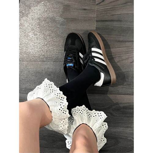 韩国小众芭蕾风花边袜子女夏薄款中筒堆堆袜软妹过膝及膝jk长筒袜