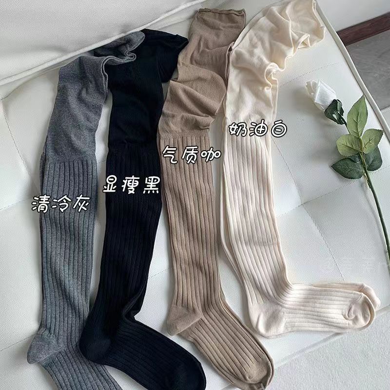 堆堆过膝长筒袜女过膝袜春秋款纯色日系jk瘦腿高筒网红拼接大腿