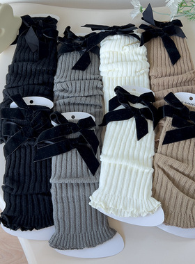 蝴蝶结竖条堆堆袜套女JK日系长筒洛丽塔千禧辣妹y2k小腿袜厂家批