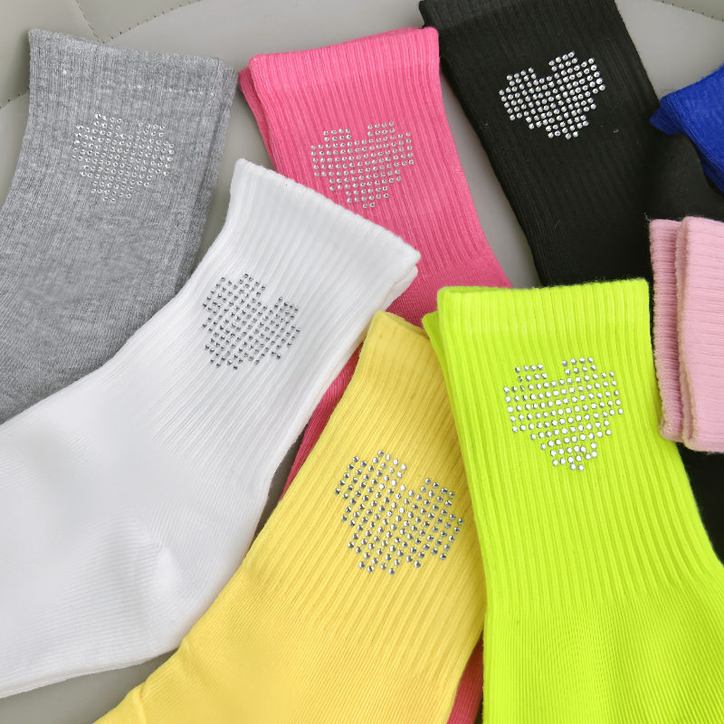 韩国春秋冬棉袜烫钻重工水钻爱心黑色白色堆堆袜中筒长袜子女潮,纺织面料/辅料/配套,烫画/烫图/烫钻,淘宝优惠券,粉丝福利购,淘宝优惠卷