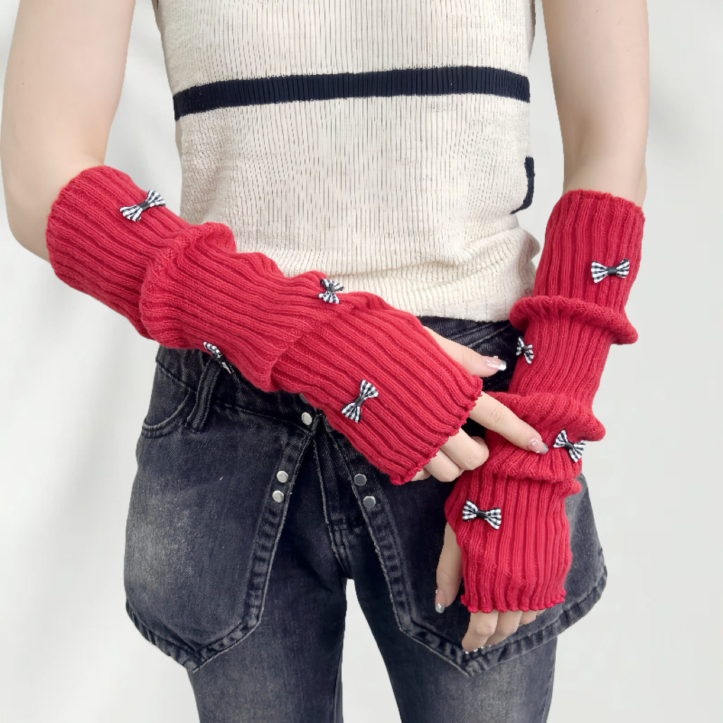 跨境新年圣诞节礼物红色针织手臂套女生保暖袖套甜美露指手套毛线,服饰配件/皮带/帽子/围巾,多件套,淘宝优惠券,粉丝福利购,淘宝优惠卷