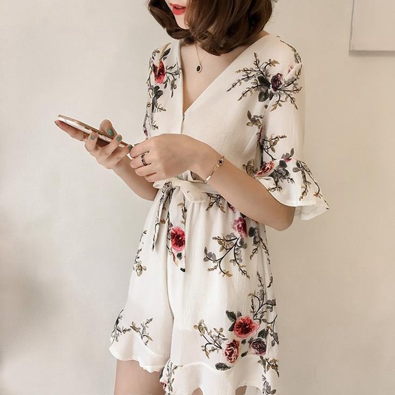 Chiffon Wide leg pants Spring and summer Korean Edition Women's wear Large Easy Paige Conjoined shorts pagoda sleeve Culotte Jumpsuitsin the Women's clothing/Boutique , Lace shirt/Chiffon shirt  category - from Buy2taobao.com to provide professional Taobao agent buy service