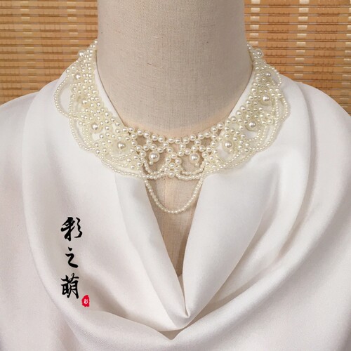彩仙阁定制汉服珍珠项圈唐风明制颈饰 古风珍珠项链软璎珞配饰