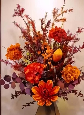 前程似锦复古橙仿真干花束摆件