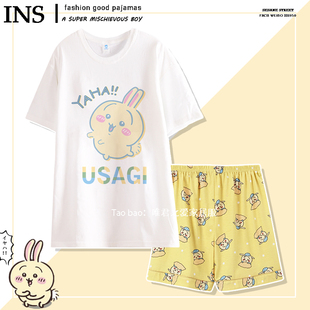 薄款 短袖 圆领套头家居服 夏季 纯棉乌萨奇chiikawa吉伊卡哇睡衣女款