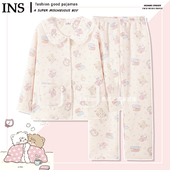 空气棉长袖 日系mikko睡衣女款 秋冬季 加厚萌系可爱卡通夹棉家居服